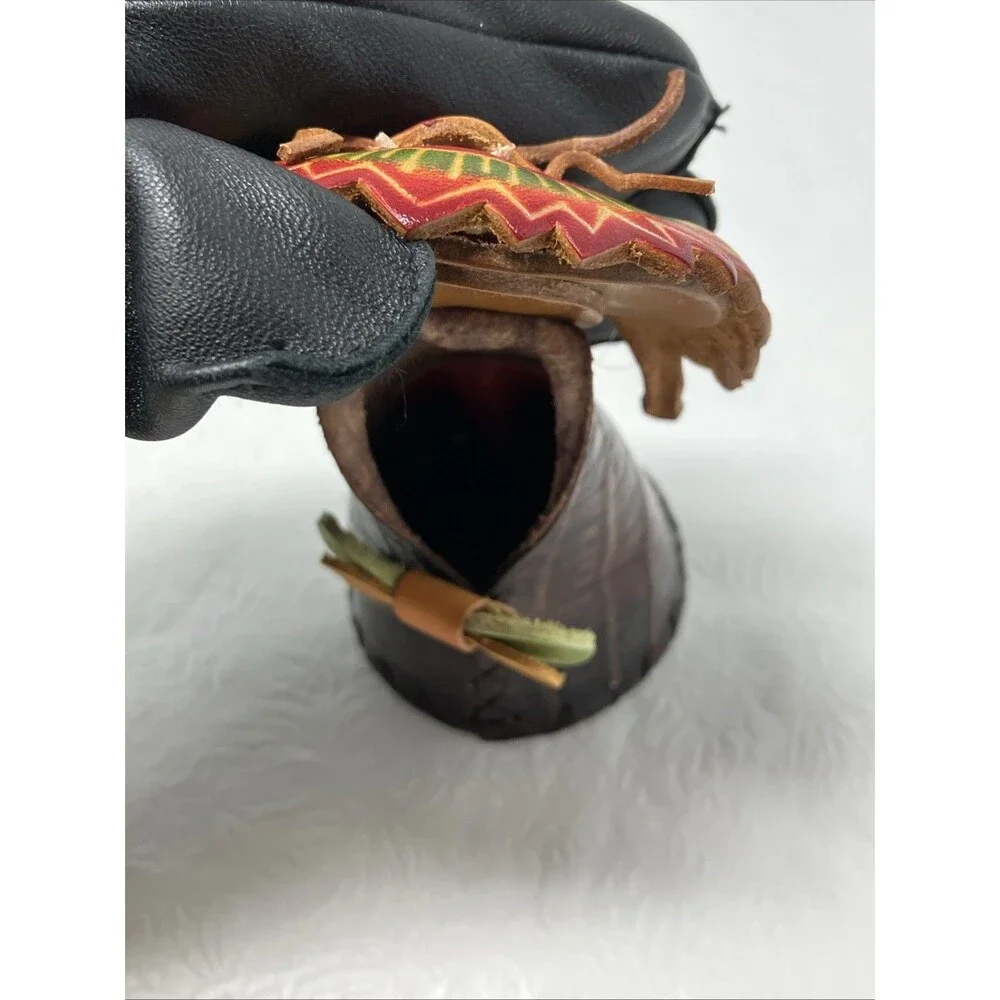 Dragon Coin Purse Pouch Leather Vintage Handcrafted Embossed Painted Chinese